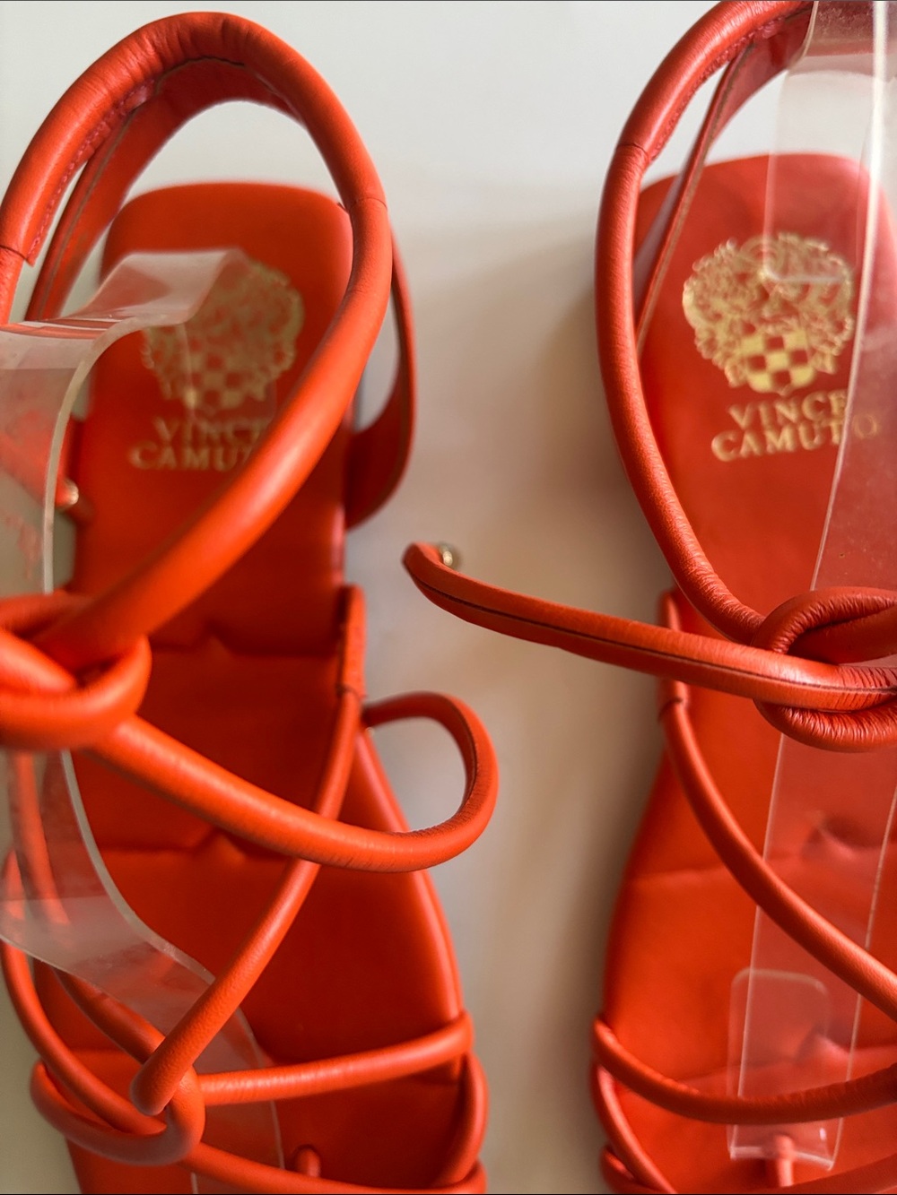 Vince Camuto Orange Knot-Strap Square-Toe Sandals - Picture 3 of 8